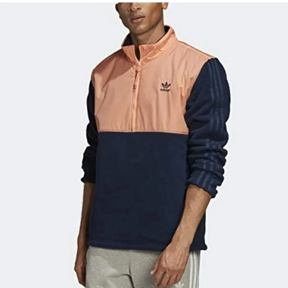 adidas Winterized 1/2 Zip Top Collegiate Navy/Chalk Coral Fleece Jacket SZ L